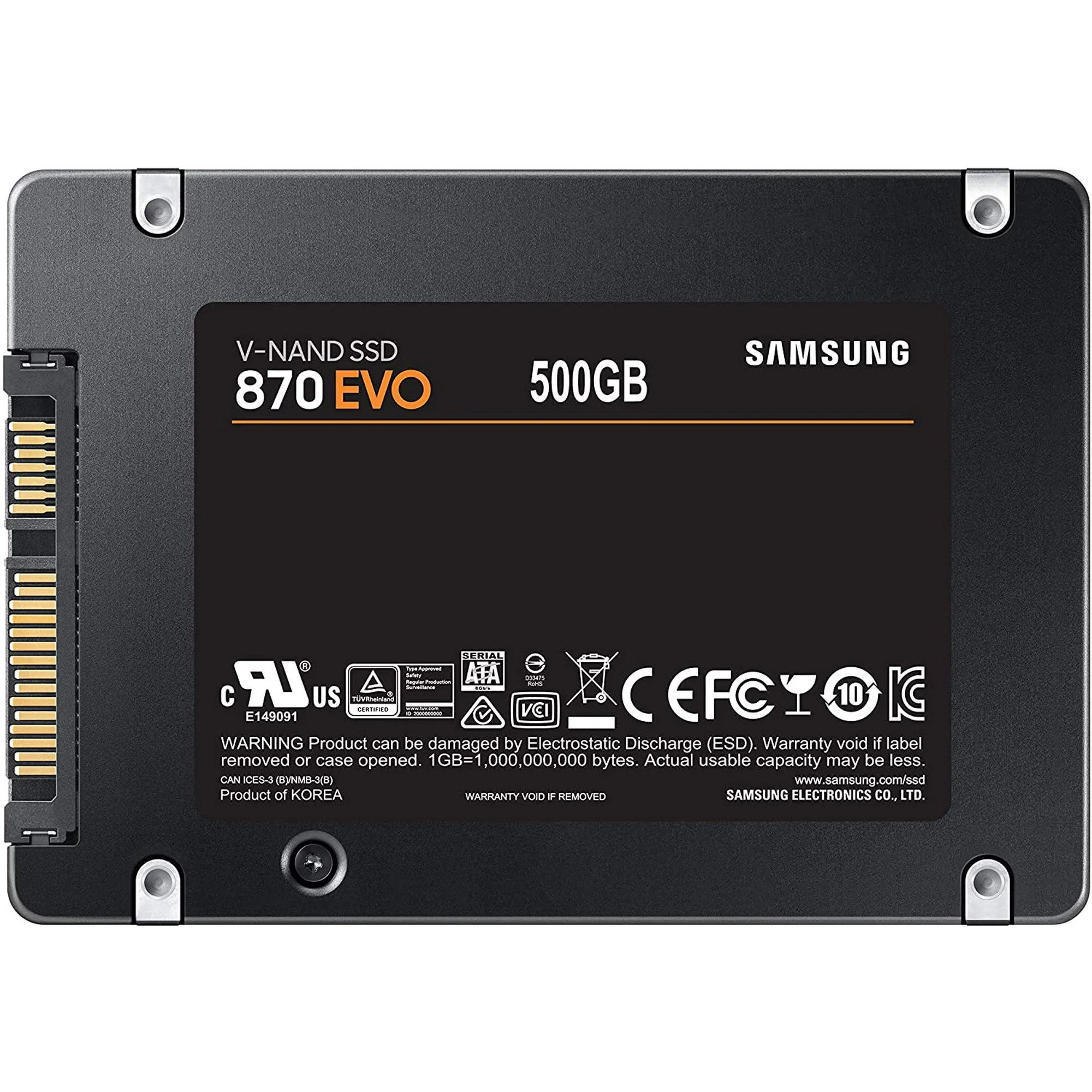 SAMSUNG 500GB 870 EVO Series SATA 2.5" Internal SSD - MZ-77E500B/AM 500GB