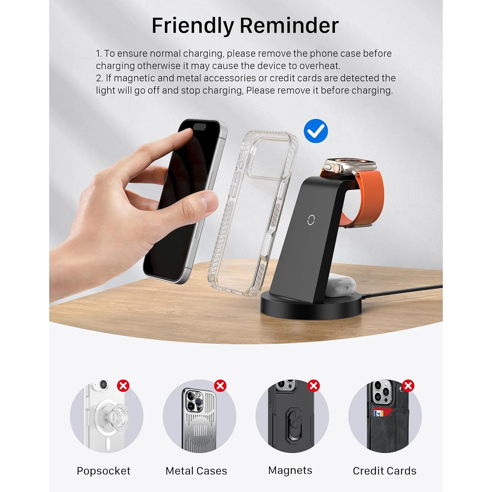 18W Wireless Charger - ETEPEHI 3 in 1 Charging Station Compatible with iPhone 17 16e 16 15 14 13 12 11 X Pro Max - Fast Charging Dock Compatible for Apple Watch & AirPods 4 3 Pro