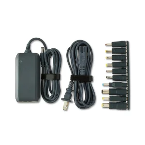 onn 65W Laptop Charger with 10 Interchangeable Tips, 10ft Power Cord, for HP, Dell, Lenovo, Grey