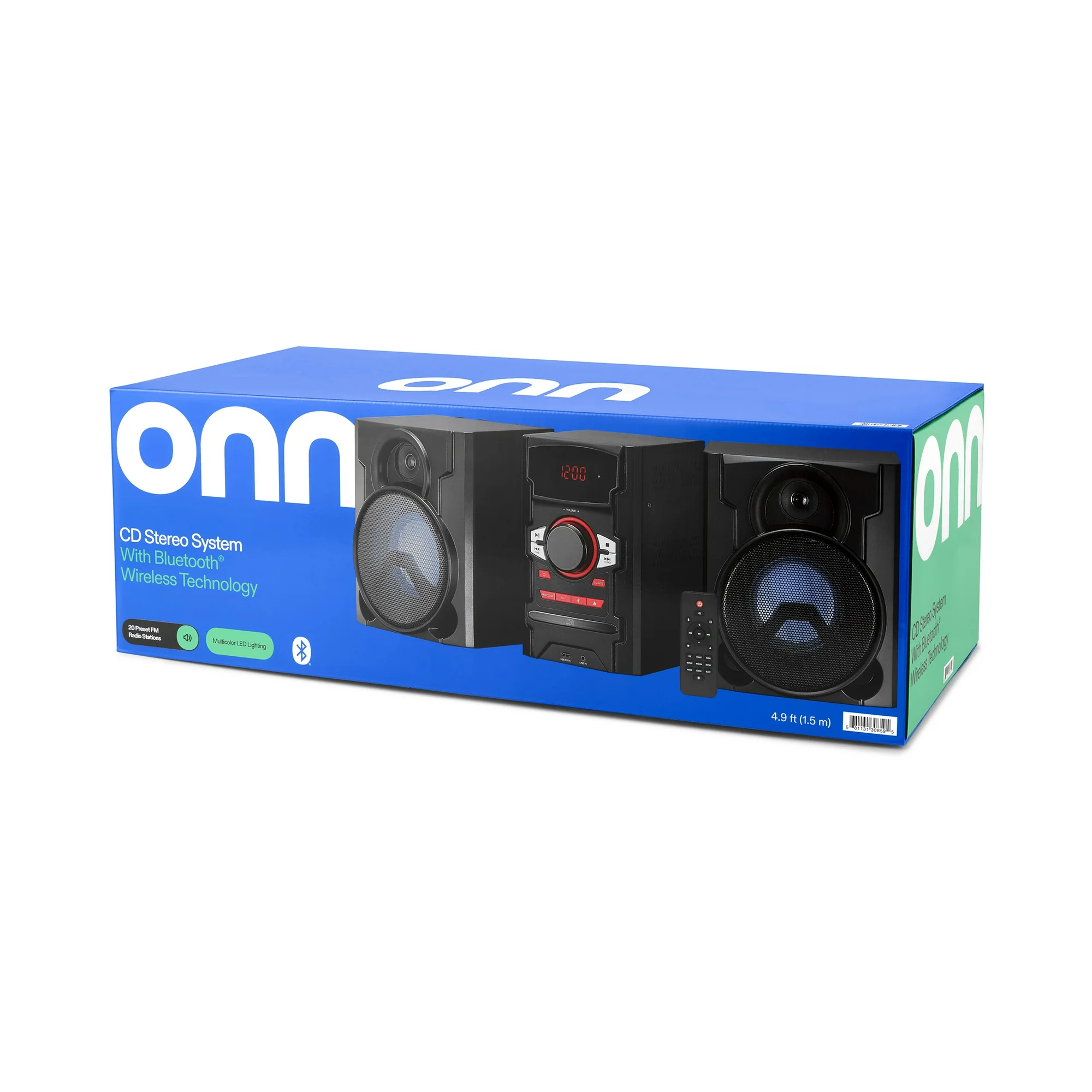 Onn. 100W CD Stereo System with Bluetooth and USB Charging Port