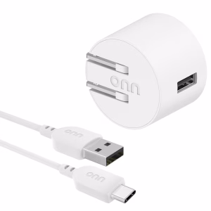 onn 12W Single USB-A Port Wall Charger with 3ft USB-C to USB Cable, Foldable Plug, White – Compatible with iPhone 17/16/15 Series, Samsung Galaxy, Google Pixel, and more